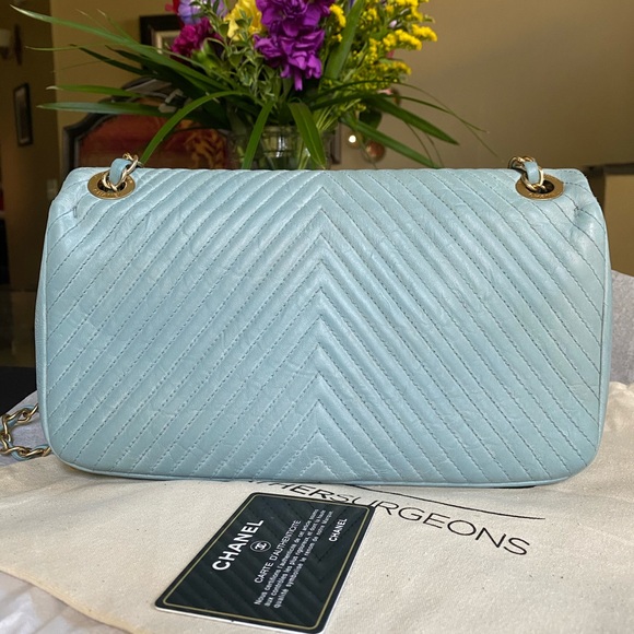 Chanel Chevron Flap Bag Light Blue - Picture 3 of 11